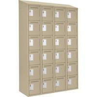 Petits casiers Clean Line, 6 niveaux, Bloc de 4, 48" x 18" x 78", Acier, Beige, Rivet (assembl&eacute;) Chandler Sales