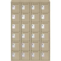 Petits casiers Clean Line, 6 niveaux, Bloc de 4, 48" x 18" x 78", Acier, Beige, Rivet (assembl&eacute;) Chandler Sales
