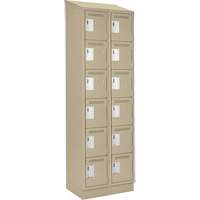 Clean Line Lockerette , 6 -tier, Bank of 2, 24" x 18" x 82", Steel, Beige, Rivet (Assembled) Chandler Sales