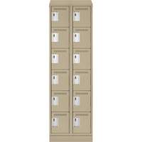 Clean Line Lockerette , 6 -tier, Bank of 2, 24" x 18" x 82", Steel, Beige, Rivet (Assembled) Chandler Sales