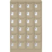 Clean Line Lockerette , 6 -tier, Bank of 4, 48" x 18" x 82", Steel, Beige, Rivet (Assembled) Chandler Sales