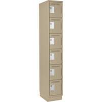 Clean Line Lockerette, 6 -tier, 12" x 18" x 76", Steel, Beige, Rivet (Assembled) Chandler Sales