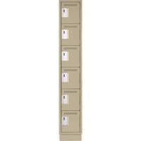 Clean Line Lockerette, 6 -tier, 12" x 18" x 76", Steel, Beige, Rivet (Assembled) Chandler Sales