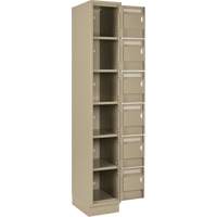Clean Line Lockerette, 6 -tier, Bank of 4, 48" x 18" x 76", Steel, Beige, Rivet (Assembled) Chandler Sales