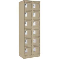 Clean Line Lockerette, 6 -tier, Bank of 2, 24" x 18" x 76", Steel, Beige, Rivet (Assembled) Chandler Sales