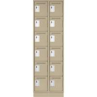 Clean Line Lockerette, 6 -tier, Bank of 2, 24" x 18" x 76", Steel, Beige, Rivet (Assembled) Chandler Sales