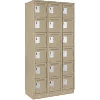 Clean Line Lockerette, 6 -tier, Bank of 3, 36" x 18" x 76", Steel, Beige, Rivet (Assembled) Chandler Sales