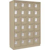 Clean Line Lockerette, 6 -tier, Bank of 4, 48" x 18" x 76", Steel, Beige, Rivet (Assembled) Chandler Sales