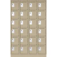 Clean Line Lockerette, 6 -tier, Bank of 4, 48" x 18" x 76", Steel, Beige, Rivet (Assembled) Chandler Sales