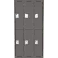 Clean Line Lockers, 2 -tier, Bank of 3, 36" x 18" x 72", Steel, Charcoal, Rivet (Assembled) Chandler Sales