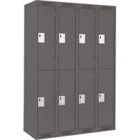 Clean Line Lockers, 2 -tier, Bank of 4, 48" x 18" x 72", Steel, Charcoal, Rivet (Assembled) Chandler Sales