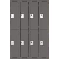 Clean Line Lockers, 2 -tier, Bank of 4, 48" x 18" x 72", Steel, Charcoal, Rivet (Assembled) Chandler Sales