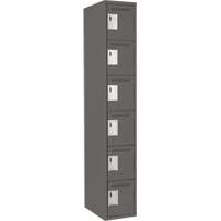 Clean Line Lockerette, 6 -tier, 12" x 18" x 72", Steel, Charcoal, Rivet (Assembled) Chandler Sales