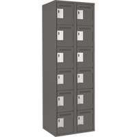 Clean Line Lockerette, 6 -tier, Bank of 2, 24" x 18" x 72", Steel, Charcoal, Rivet (Assembled) Chandler Sales