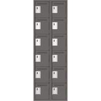 Clean Line Lockerette, 6 -tier, Bank of 2, 24" x 18" x 72", Steel, Charcoal, Rivet (Assembled) Chandler Sales