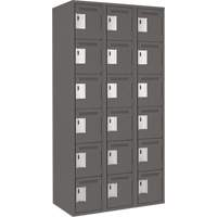 Clean Line Lockerette, 6 -tier, Bank of 3, 36" x 18" x 72", Steel, Charcoal, Rivet (Assembled) Chandler Sales