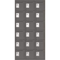 Clean Line Lockerette, 6 -tier, Bank of 3, 36" x 18" x 72", Steel, Charcoal, Rivet (Assembled) Chandler Sales