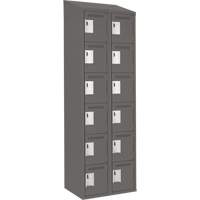 Clean Line Lockerette, 6 -tier, Bank of 2, 24" x 18" x 78", Steel, Charcoal, Rivet (Assembled) Chandler Sales