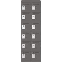 Clean Line Lockerette, 6 -tier, Bank of 2, 24" x 18" x 78", Steel, Charcoal, Rivet (Assembled) Chandler Sales