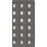 Clean Line Lockerette, 6 -tier, Bank of 3, 36" x 18" x 78", Steel, Charcoal, Rivet (Assembled) Chandler Sales