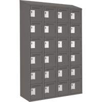 Clean Line Lockerette, 6 -tier, Bank of 4, 48" x 18" x 78", Steel, Charcoal, Rivet (Assembled) Chandler Sales