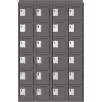 Clean Line Lockerette, 6 -tier, Bank of 4, 48" x 18" x 78", Steel, Charcoal, Rivet (Assembled) Chandler Sales