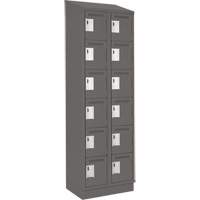 Clean Line Lockerette, 6 -tier, Bank of 2, 24" x 18" x 82", Steel, Charcoal, Rivet (Assembled) Chandler Sales