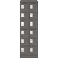 Clean Line Lockerette, 6 -tier, Bank of 2, 24" x 18" x 82", Steel, Charcoal, Rivet (Assembled) Chandler Sales