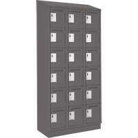 Clean Line Lockerette, 6 -tier, Bank of 3, 36" x 18" x 82", Steel, Charcoal, Rivet (Assembled) Chandler Sales