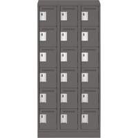 Clean Line Lockerette, 6 -tier, Bank of 3, 36" x 18" x 82", Steel, Charcoal, Rivet (Assembled) Chandler Sales