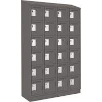 Clean Line Lockerette, 6 -tier, Bank of 4, 48" x 18" x 82", Steel, Charcoal, Rivet (Assembled) Chandler Sales