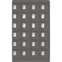 Clean Line Lockerette, 6 -tier, Bank of 4, 48" x 18" x 82", Steel, Charcoal, Rivet (Assembled) Chandler Sales