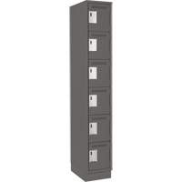 Clean Line Lockerette, 6 -tier, 12" x 18" x 76", Steel, Charcoal, Rivet (Assembled) Chandler Sales