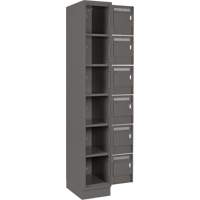Clean Line Lockerette, 6 -tier, Bank of 4, 48" x 18" x 76", Steel, Charcoal, Rivet (Assembled) Chandler Sales