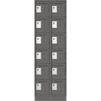 Clean Line Lockerette, 6 -tier, Bank of 2, 24" x 18" x 76", Steel, Charcoal, Rivet (Assembled) Chandler Sales