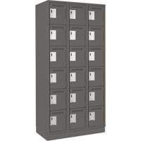 Clean Line Lockerette, 6 -tier, Bank of 3, 36" x 18" x 76", Steel, Charcoal, Rivet (Assembled) Chandler Sales