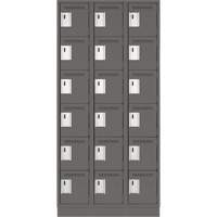 Clean Line Lockerette, 6 -tier, Bank of 3, 36" x 18" x 76", Steel, Charcoal, Rivet (Assembled) Chandler Sales