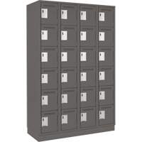 Clean Line Lockerette, 6 -tier, Bank of 4, 48" x 18" x 76", Steel, Charcoal, Rivet (Assembled) Chandler Sales