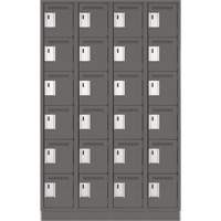 Clean Line Lockerette, 6 -tier, Bank of 4, 48" x 18" x 76", Steel, Charcoal, Rivet (Assembled) Chandler Sales