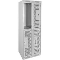 Clean Line Lockers, 2 -tier, Bank of 2, 24" x 12" x 72", Steel, Grey, Rivet (Assembled), Perforated Chandler Sales