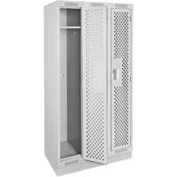 Clean Line Lockers, Bank of 3, 36" x 18" x 76", Steel, Grey, Rivet (Assembled), Perforated Chandler Sales