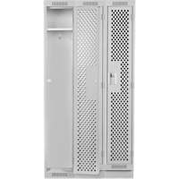 Clean Line Lockers, Bank of 3, 36" x 18" x 76", Steel, Grey, Rivet (Assembled), Perforated Chandler Sales