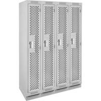 Clean Line Lockers, Bank of 4, 48" x 18" x 76", Steel, Grey, Rivet (Assembled), Perforated Chandler Sales