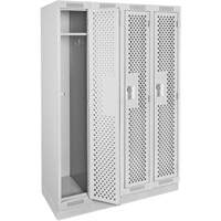 Clean Line Lockers, Bank of 4, 48" x 18" x 76", Steel, Grey, Rivet (Assembled), Perforated Chandler Sales