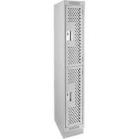 Clean Line Lockers, 2 -tier, 12" x 18" x 76", Steel, Grey, Rivet (Assembled), Perforated Chandler Sales