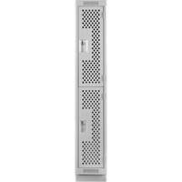 Clean Line Lockers, 2 -tier, 12" x 18" x 76", Steel, Grey, Rivet (Assembled), Perforated Chandler Sales