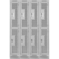 Clean Line Lockers, 2 -tier, Bank of 4, 48" x 12" x 76", Steel, Grey, Rivet (Assembled), Perforated Chandler Sales