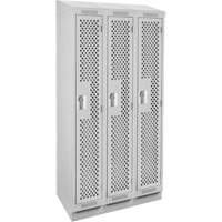 Clean Line Lockers, Bank of 3, 36" x 15" x 82", Steel, Grey, Rivet (Assembled), Perforated Chandler Sales