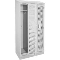 Clean Line Lockers, Bank of 3, 36" x 15" x 82", Steel, Grey, Rivet (Assembled), Perforated Chandler Sales