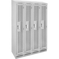Clean Line Lockers, Bank of 4, 48" x 15" x 82", Steel, Grey, Rivet (Assembled), Perforated Chandler Sales